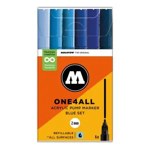 Molotow One4All Acrylic Marker 127HS Blue Set (6 Markers)