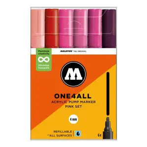 Molotow One4All Acrylic Marker 227HS Pink Set (6 Markers)