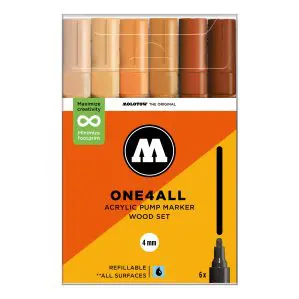 Molotow One4All Acrylic Marker 227HS Wood Set (6 Markers)