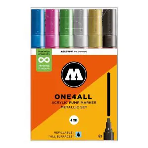 Molotow One4All Acrylic Marker 227HS Metallic Set (6 Markers)