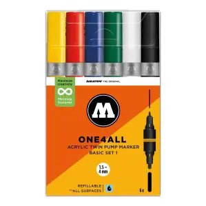 Molotow One4All Acrylic Twin Marker 224 New Basic Set 1 (6 Markers)