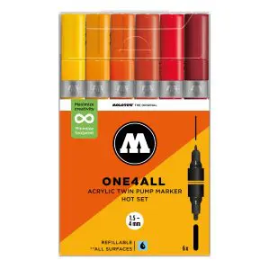 Molotow One4All Acrylic Twin Marker 224 Hot Set (6 Markers)