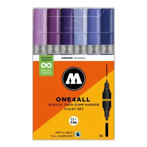 Molotow One4All Acrylic Twin Marker 224 Violet Set (6 Markers)