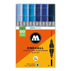 Molotow One4All Acrylic Twin Marker 224 Blue Set (6 Markers)