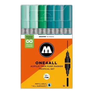 Molotow One4All Acrylic Twin Marker 224 Tropical Set (6 Markers)