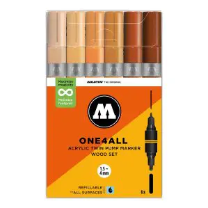 Molotow One4All Acrylic Twin Marker 224 Wood Set (6 Markers)