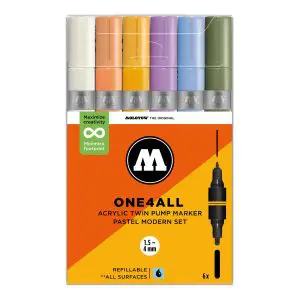 Molotow One4All Acrylic Twin Marker 224 Pastel Modern Set (6 Markers)