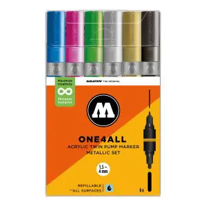 Molotow One4All Acrylic Twin Marker 224 Metallic Set (6 Markers)