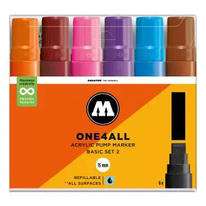 Molotow One4All Acrylic Marker 627HS New Basic Set 2 (6 Markers)