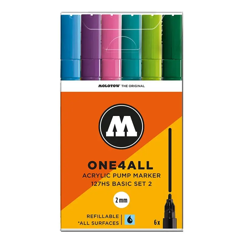 Molotow One4All Acrylic Marker 127HS Basic Set 2 (6 Markers)