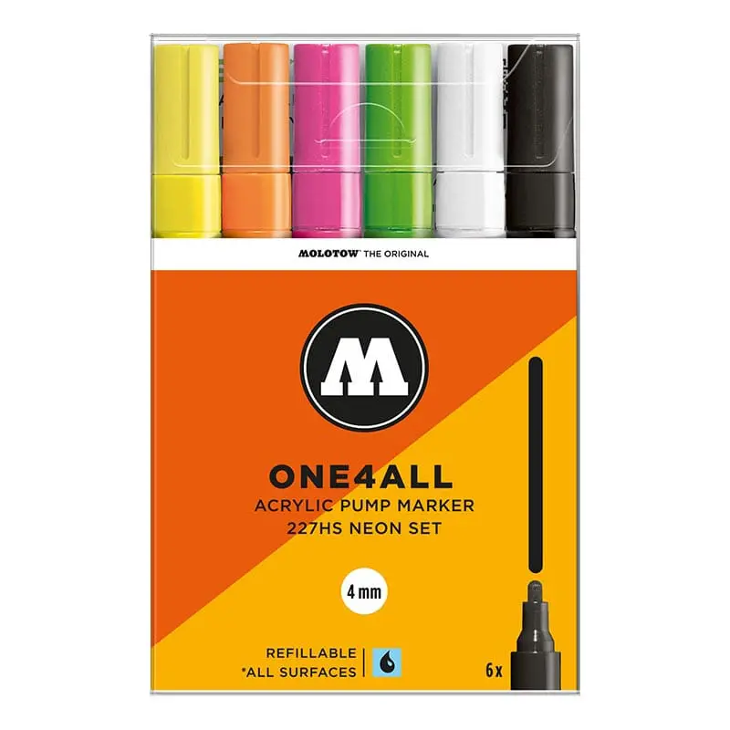 Molotow One4All Acrylic Marker 227HS Neon Set (6 Markers)