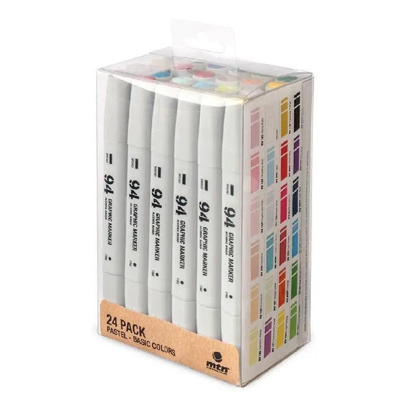 MTN Montana Colors 94 Graphic Marker Pastel and Basic Colours Pack (24 Markers)