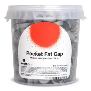 Pocket Fat Cap (Silver With Yellow Dot) - Bucket of 120