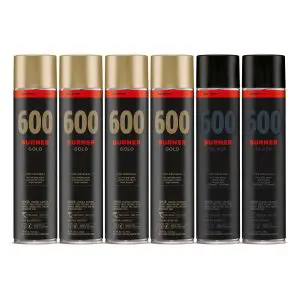 Molotow Burner Gold and Black Spray Paint Pack (6 x 600ml)