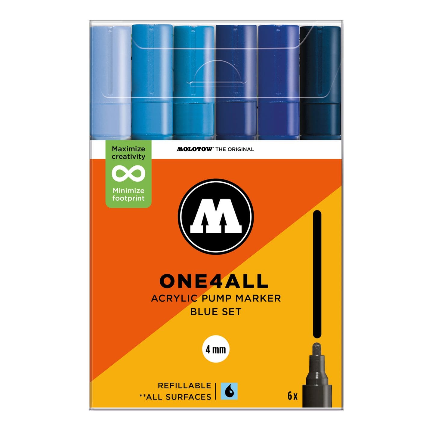 Molotow One4All Acrylic Marker 227HS Blue Set (6 Markers ...