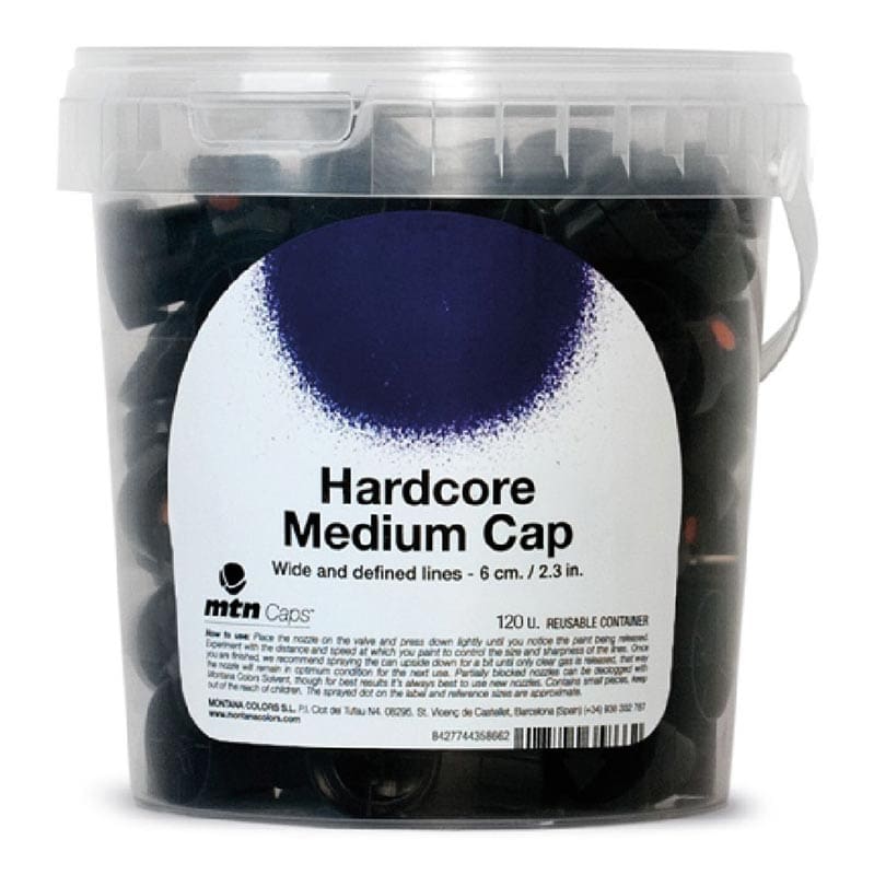 Hardcore Medium Cap (Black With Orange Dot) - Bucket of 120