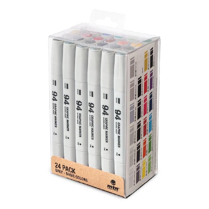 MTN Montana Colors 94 Graphic Marker Grey and Basic Colours Pack (24 Markers)