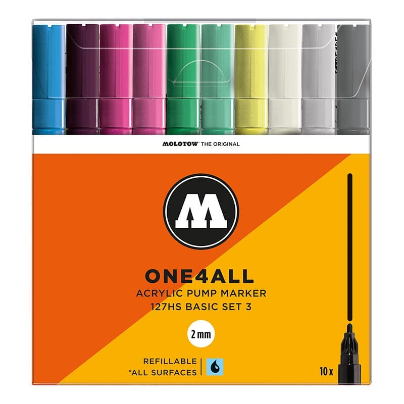 Molotow One4All Acrylic Marker 127HS Basic Set 3 (10 Markers)