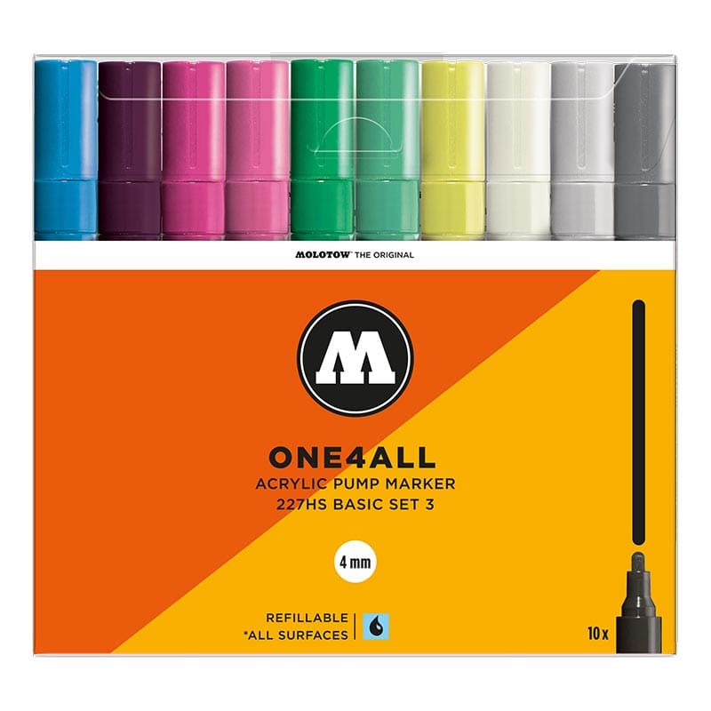 Molotow One4All Acrylic Marker 227HS Basic Set 3 (10 Markers)