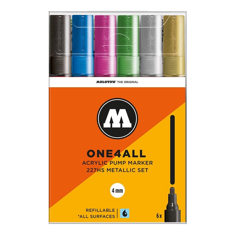 Molotow One4All Acrylic Marker 227HS Metallic Set (6 Markers)