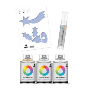 MTN Montana Colors Water Based Metallic Spray Paint 100ml Stencil and Marker Pack - Christmas 1
