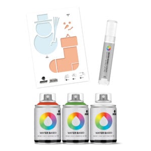 MTN Montana Colors Water Based Spray Paint 100ml Stencil and Marker Pack - Christmas 3