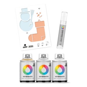 MTN Montana Colors Water Based Metallic Spray Paint 100ml Stencil and Marker Pack - Christmas 3