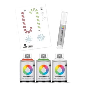 MTN Montana Colors Water Based Spray Paint 100ml Stencil and Marker Pack - Christmas 4