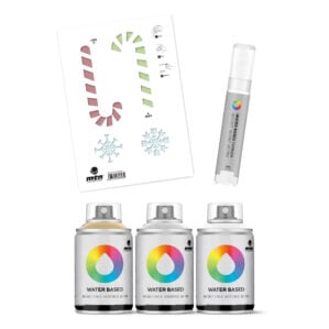 MTN Montana Colors Water Based Metallic Spray Paint 100ml Stencil and Marker Pack - Christmas 4