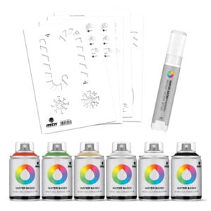 MTN Montana Colors Water Based Spray Paint 100ml Stencil and Marker Pack - Christmas Set