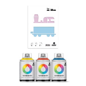 MTN Montana Colors Water Based Spray Paint 100ml Stencil Pack - Train