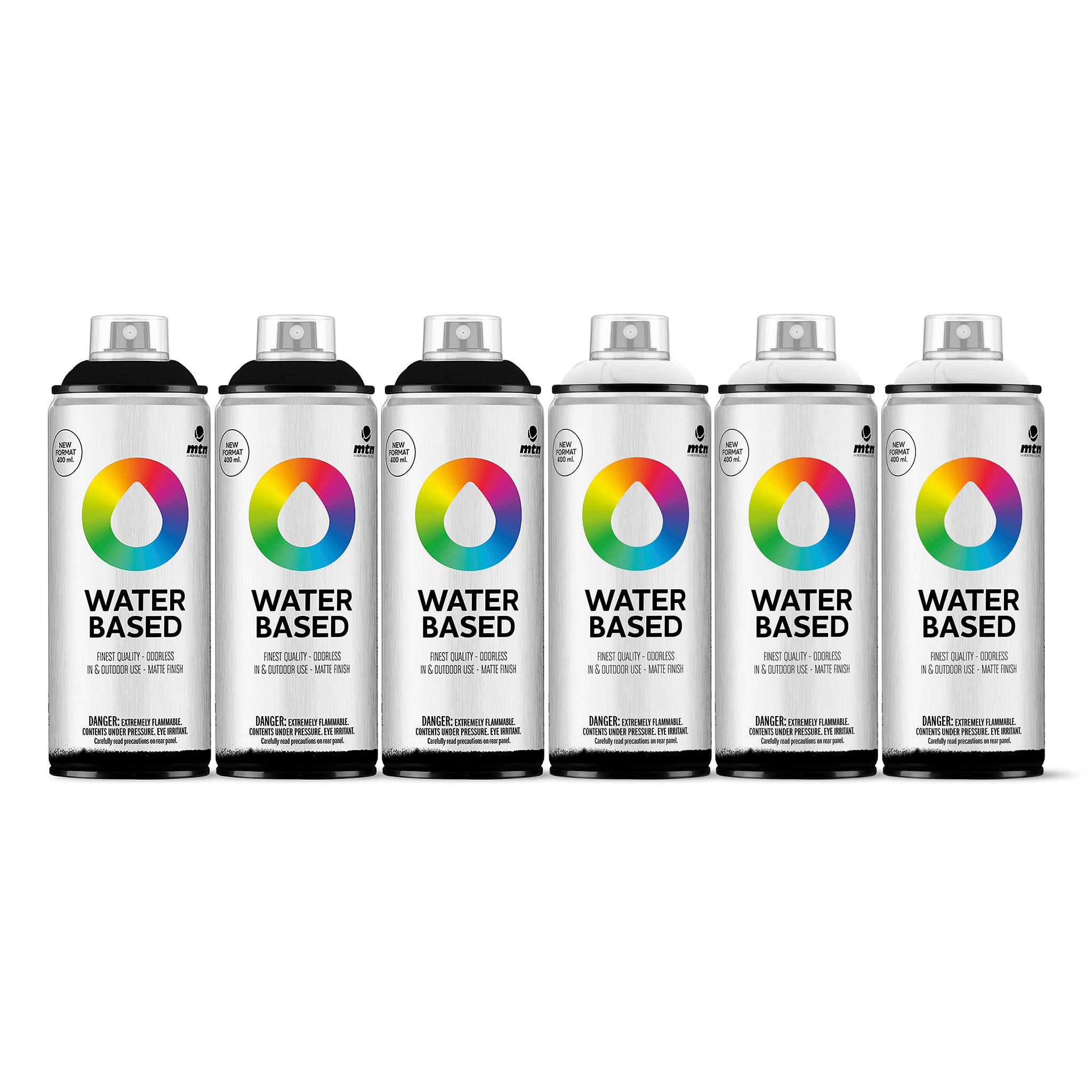 MTN Montana Colors Water Based Black and White Spray Paint Pack (6 x 400ml)