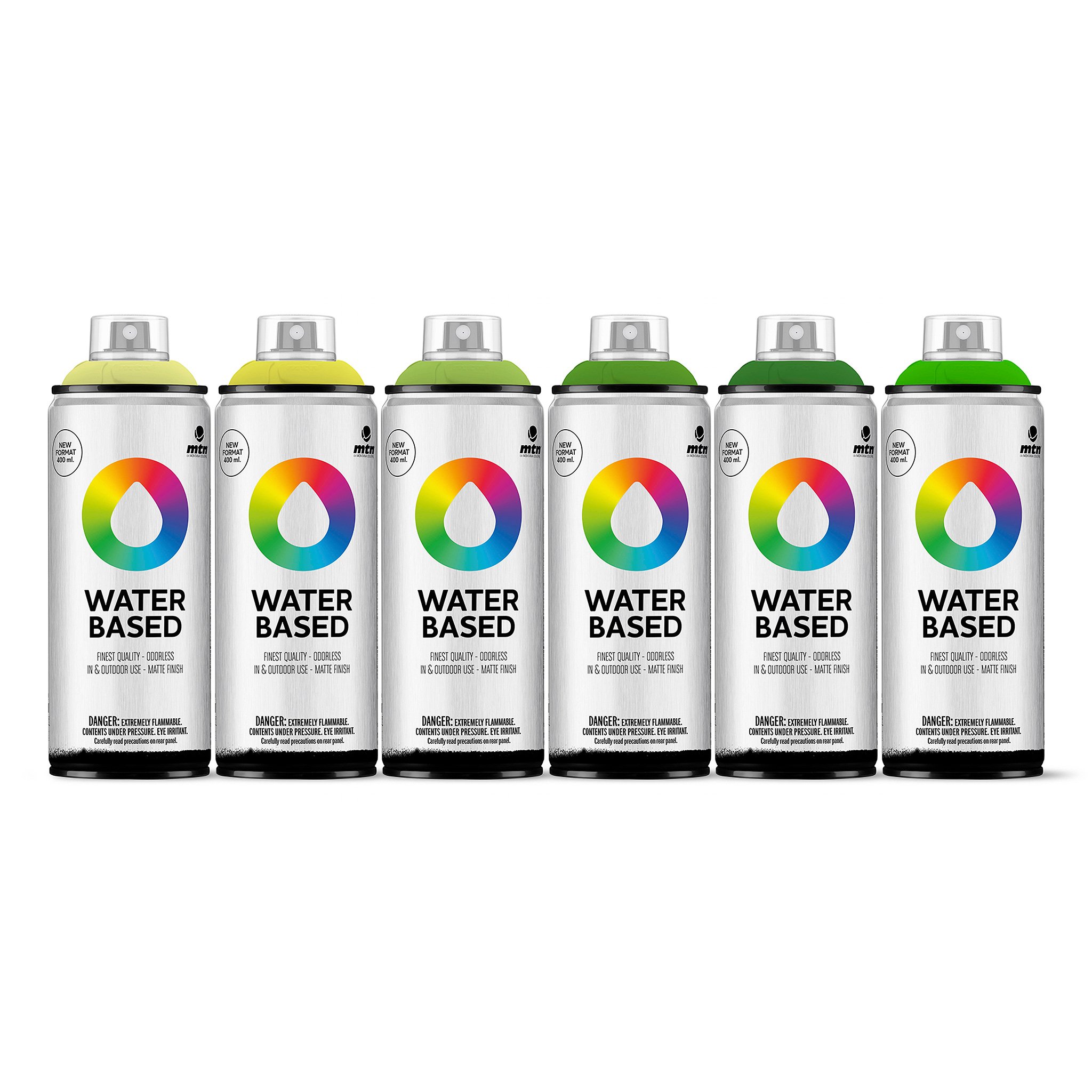 MTN Montana Colors Water Based Greens Spray Paint Pack (6 x 400ml)