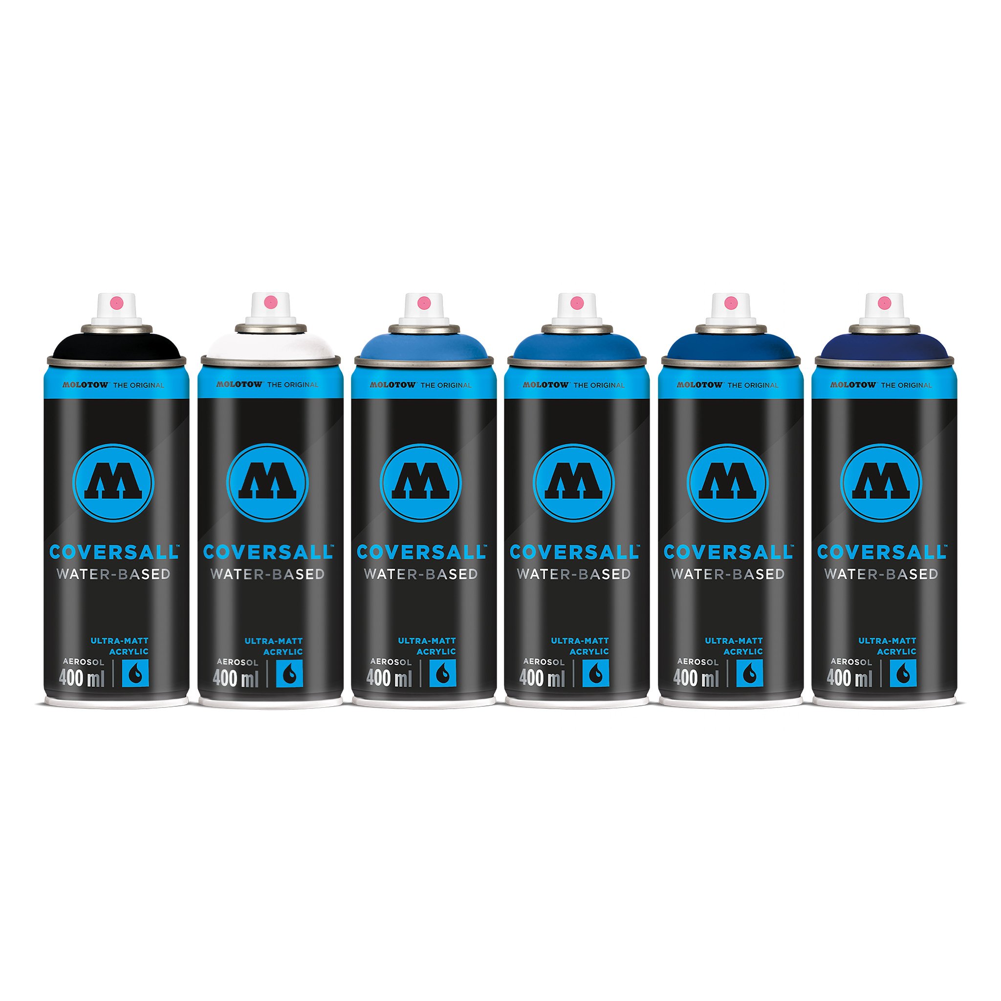 Molotow Coversall Water-Based Blues Spray Paint Pack (6 x 400ml)