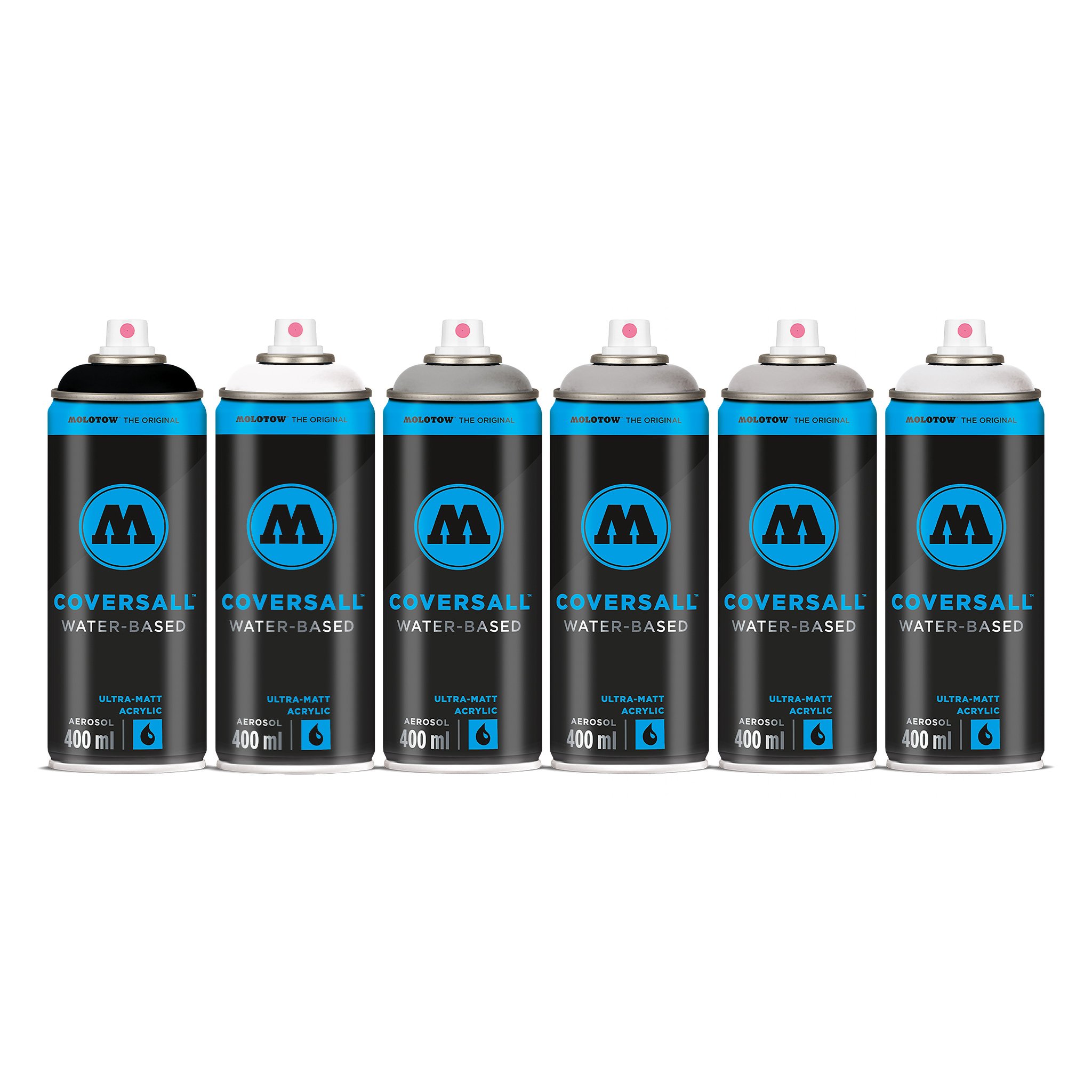 Molotow Coversall Water-Based Greys Spray Paint Pack (6 x 400ml)